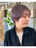 ショートカット　パープルベージュ