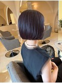 ミニボブラベンダーグレージュショート顔まわり前髪群馬太田