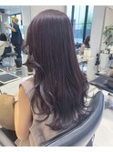 大人ゆるふわラベンダーピンクブリーチなしダブルカラー