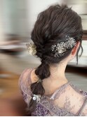 結婚式アレンジ 編みおろし ヘアアレンジ