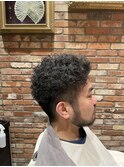 アフロ風ツーブロック×ハードパーマ【メンズ/バーバー/理容室】
