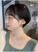 前髪あり大人かわいいショートヘア丸みショート耳かけちぴバング