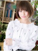 ナチュラルアッシュ小顔斜めバング韓国風ボブh3志木20代30代40代