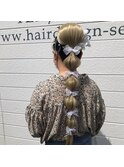 浜松市SEA BELLE成人式ヘアセットエクステハイトーンカラー