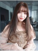 ロング顔周りレイヤー前髪カット_F20495