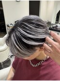 シルバーメッシュブリーチダブルカラーセンターパート 