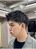 刈り上げアップバングスパイキーショートパーマスパイラルパーマ