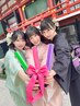 【学割セット★】学割U24 浴衣レンタル+着付け+アレンジヘアセット