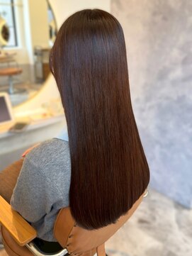 カノエ 福岡香椎店(canoe) 艶髪 髪質改善ストレート チェリーブラウン 顔周りカット 20代