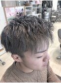 ブルーアッシュ系爽やかメンズショート20代30代40代
