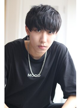 ソイクフ(SOY KUFU) 【soy-kufu】MEN’SHAIR黒髪マッシュパーマアッシュブラック