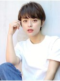 前髪あり耳掛け丸みくびれショートボブ20代30代40代50代(蘭)
