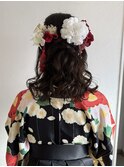 卒業式 袴 ヘアアレンジ ハーフアップ