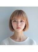ホワイトブロンド×ミニボブ/インナーカラー/髪質改善/ブリーチ