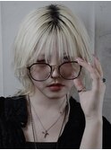 中性ハイトーンウルフ/メンズカット/ウルフカット/ダブルカラー