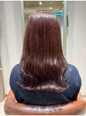 ブリーチなし!艶感ピンクベージュ小顔ルーズくびれミディ