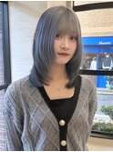 ハッシュカット/ミディアムレイヤーカット/ワンカール/韓国