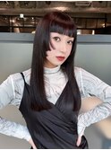 前髪カット似合わせカットロング韓国ヘア_F1293