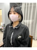＊韓国風ボブ 小顔バング インナーカラー グレージュ 三宮