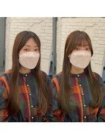 リアン バイ キートス(Lien by kiitos)&nbsp;ロングレイヤー小顔顔まわりオリーブベージュシャギー韓国風