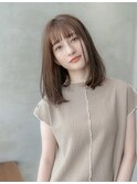 大人かわいい前髪セシルカットココアブラウンフリンジウェーブ