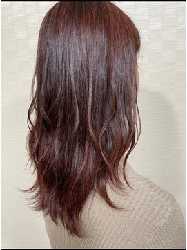 美容室 メザミー MESAMIES ツヤ髪ピンクブラウン暖色 ゆるふわウェーブロング 髪質改善