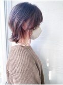 インナーカラーでオシャレに♪切りっぱなしレイヤーロブby柴立