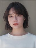 イメチェン　外ハネボブ　美髪　ワイドバング　ミディアム　艶