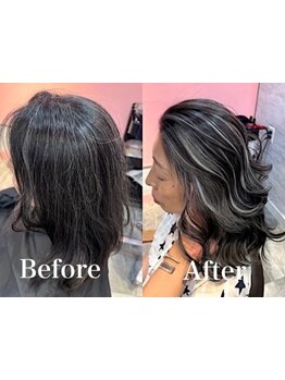 圧倒的なハイライト技術で周りと差をつけ、あなただけのデザインをご提供！[白髪ぼかし/表参道]