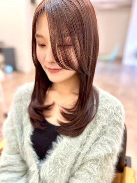 バブー バイ ビューティービースト アカデミー 福岡店(ba-boo) 大人/艶感/内巻きロングレイヤー/マロンベージュ