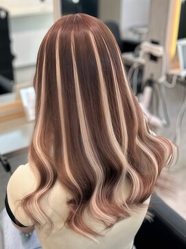 ラピス 福岡天神店(Lapis) ブラウンミルクティー×ハイライトメッシュ