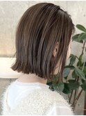 栄小顔丸みボブミルクティーベージュ