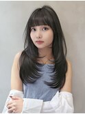 □レイヤーカット顔まわりカットヘアカラー韓国風ハッシュカット