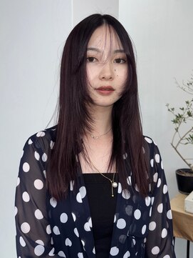 ドロップ(drop) 顔周りレイヤー×ボルドーカラー　〈表参道　青山〉