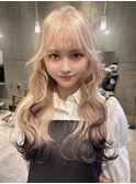 ホワイトベージュ×裾カラー