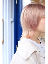 ヘアーサロン ビー(hair salon b.)&nbsp;マッシュウルフ◆ハイトーン◆ペールピンクベージュ◆ウルフ