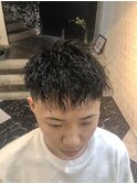 かき上げヘアショートレイアーくせ毛風パーマコンマヘア77