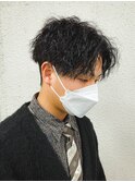 センターパート×パーマ