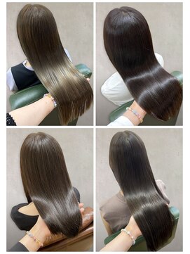 美容室フルール 20代30代40代ストレートアッシュベージュ髪質改善艶感カラー