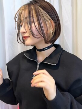 ランテルディ 渋谷(LANTERDIT) フェイスフレーミング　艶感　丸みボブ　シースルーバング