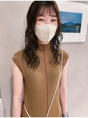 20代30代大人可愛いロングウルフくせ毛風パーマアッシュベージュ