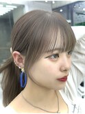 美髪カールミルクティーベージュ韓国レイヤーロングセミディ前髪