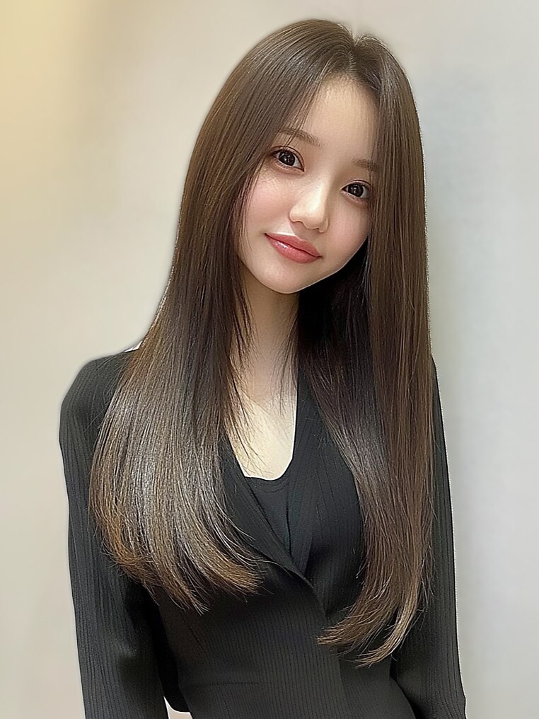ロング レイヤーカット 顔周り 透明感 アッシュ 20代30代：L242242115