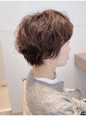 無造作ケアパーマ艶感ニュアンスカールショート
