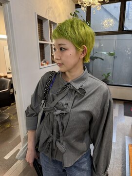 ステア メゾン(stir maison) ライムグリーン/ベリーショート/ダブルカラー