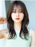 ☆フェミニンロング大人かわいいぱっつん前髪レイヤーカット小顔