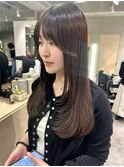 レイヤーカット　フェイスレイヤー　顔まわりカット　ベージュ