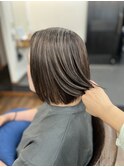 ぱつっとボブ 白髪ぼかしハイライト グレージュカラー