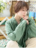 斜めバングxラベージュ小顔クールショートa戸田公園20代30代40代