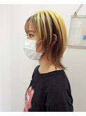 イエロー×ブラウンインナーカラーウルフヘア ma